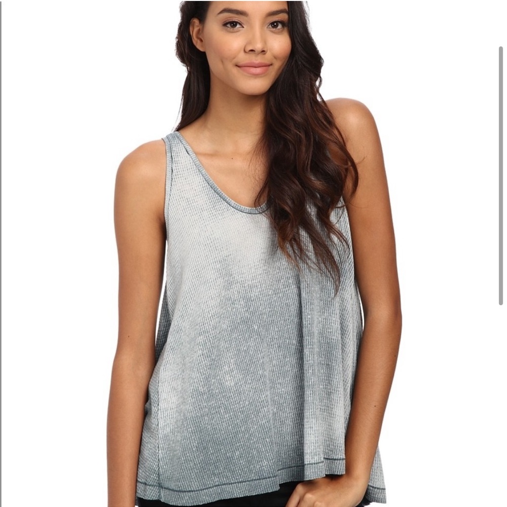 Free People We the Free Blue Ombre Kitten Waffle Knit Tank Top Size S